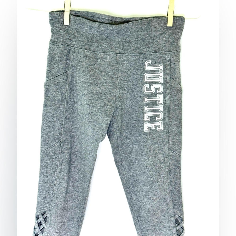 Justice Light Grey Kids Leggings w/ Criss Cross lattice Pattern